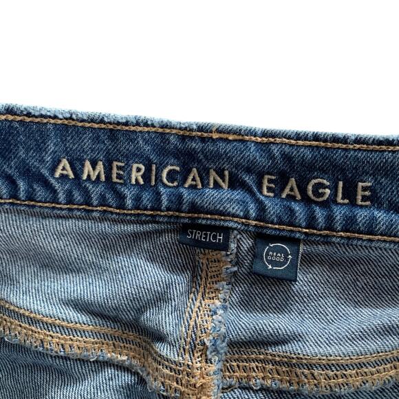 American Eagle Super High Rise Straight Jeans Distressed Denim Women's 0 - Picture 9 of 12
